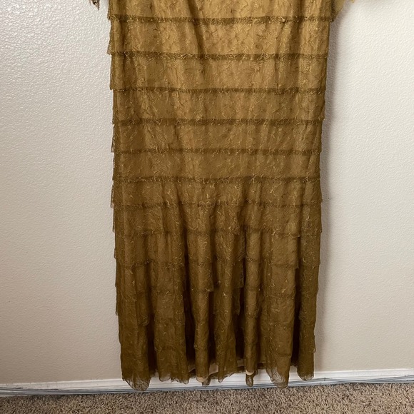 Tadashi Shoji Dress Womens 10 Hazel Tiered Lace Flutter Sleeve Gown Runway 2012 - Picture 5 of 13